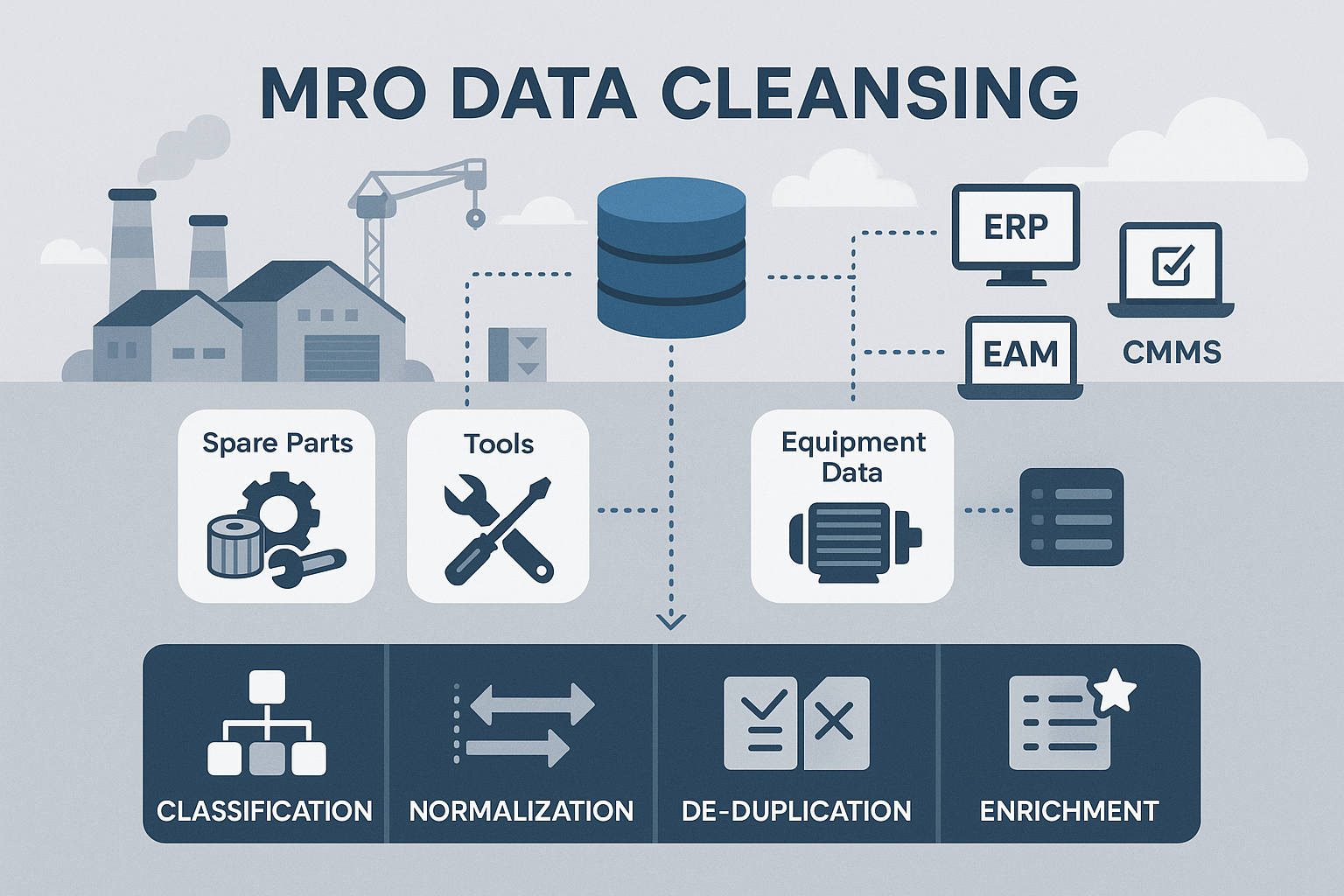 comprehensive MRO material cleansing process