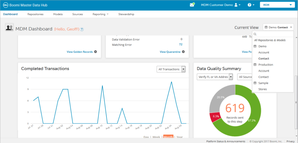 An image showing data quality check in the Boomi platform