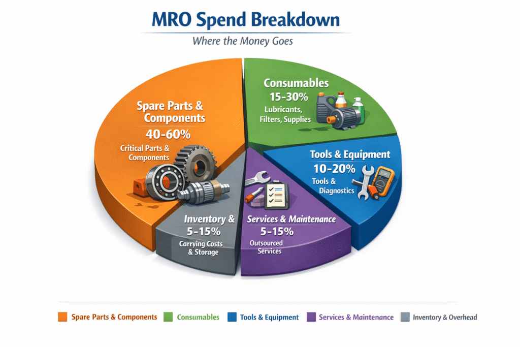 A visuwal representing the MRO spending categories and percentages