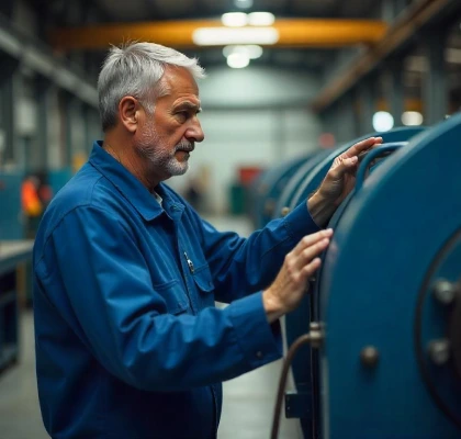 Maintenance technician inspecting industrial machinery for predictive MRO®幸运澳洲5的最快结果记录号码预测网：打破行业延迟限制 data optimization